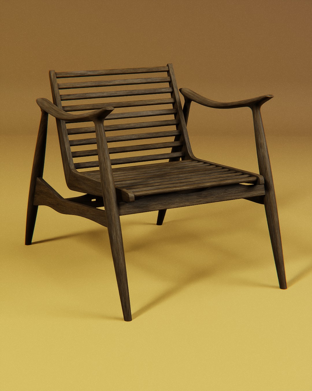 image of a wooden chair rendered out and studio lit to illustrate how realistic renders can appear.